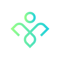 Letter V leaf with people modern minimal logo design