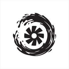  Silhouette water splash propeller wash circle shape abstract Vector illustration