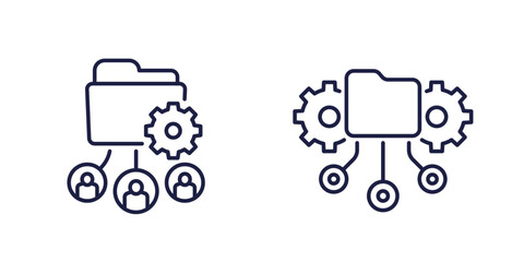 active directory line icons with users and folder