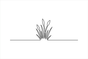 Grass continuous one line art drawing of grass design, Grass line vector art illustration