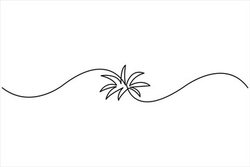 Grass continuous one line art drawing of grass design, Grass line vector art illustration