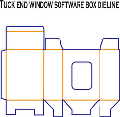 Professional Tuck End Window Software Box Dieline Template for Industrial Retail Software Packaging and Manufacturing