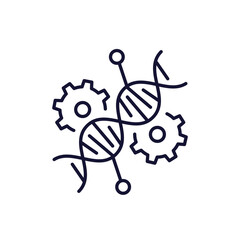 Genetic engineering icon with DNA, gene modification and CRISPR line design