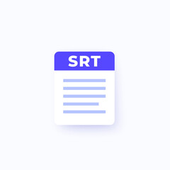 SRT file format icon, vector