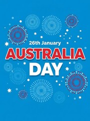Australia day celebration with fireworks on blue background