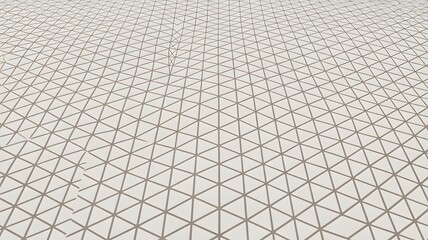 Abstract geometric triangular grid mesh pattern receding into the distance creating a digital landscape or futuristic terrain background