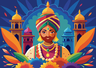 Illustrated portrait of a royal figure