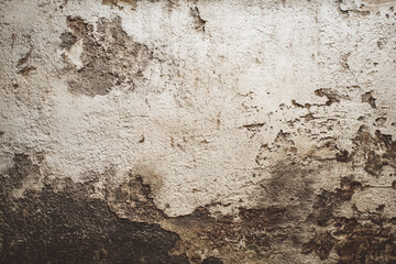 Obraz premium Abstract textured background of peeling weathered plaster with dark stains