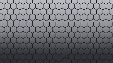 Abstract grey hexagonal grid pattern with a gradient fading from light to dark a modern digital background design with geometric shapes