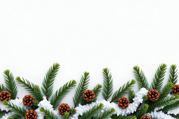 Winter fir branch border along bottom with copy area