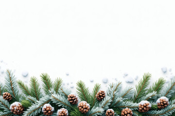 Winter forest foliage along bottom with clean white space
