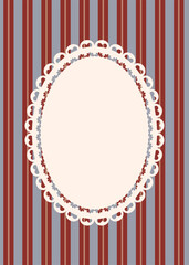 Lace Oval Frame on Striped Background