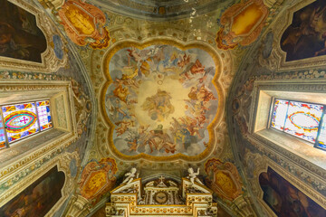 Naklejka premium Baroque ceiling fresco in Abbazia Monte Oliveto Maggiore