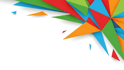 Abstract Colorful Geometric Shapes Explosion triangles isolated on a transparent background