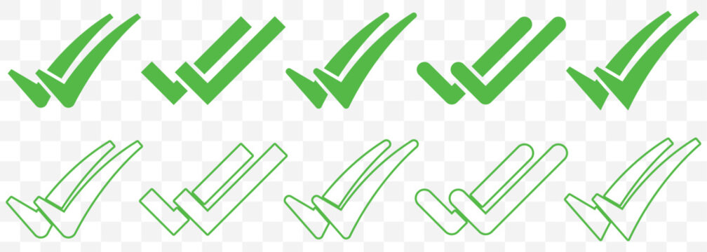 Green Double Check Mark Icons tick correct. double check mark icon. Green double checkmark icon, approval tick sign, PNG with transparent background. EPS 10.