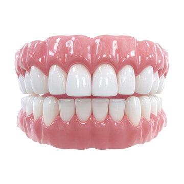 Dental model showing perfect teeth alignment isolated on transparent background