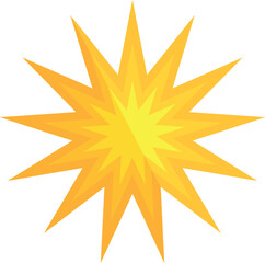Obraz premium Sixteen pointed star shining brightly, radiating with warm yellow hues, isolated on a white background