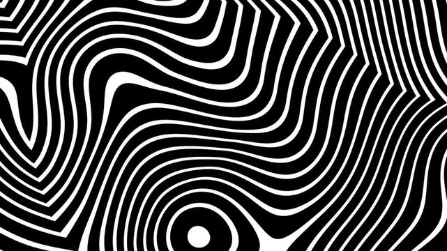 Zebra animation shows thick curving white lines on a black background seamlessly moving.