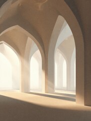 Obraz premium Cultural Continuity Banner for Bahrain National Day With Architectural Arches in Silhouette and Empty Space for Message