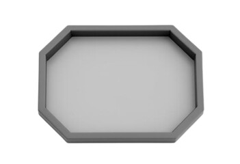 Black octagonal label frame with subtle gloss in 3D render