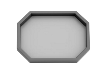 Black octagonal label frame with subtle gloss in 3D render