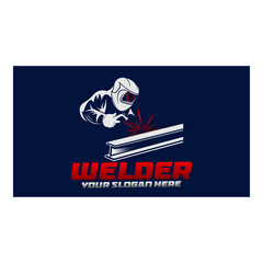 Welding company logo design template, very simple and elegant icon