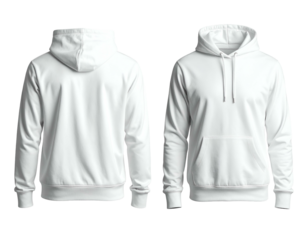 Blank white hooded sweatshirt, front and back views (5)