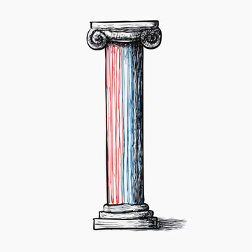 Architectural column with Ionic capital and colorful shaft