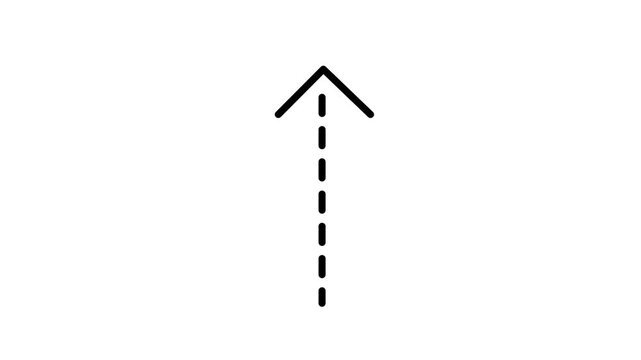 Line art up arrow animation on background. Line dot arrow animation.