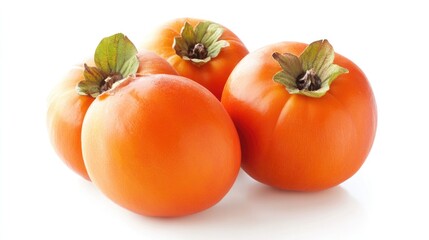 Delicious ripe juicy persimmons on white background