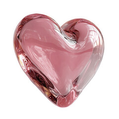 Delicate pink glass heart sculpture isolated on transparent background