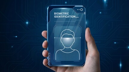 Biometric identification on a smartphone screen with facial recognition