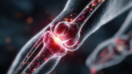Abstract Detailed Joint Anatomy with Blood Vessels Medical Illustration