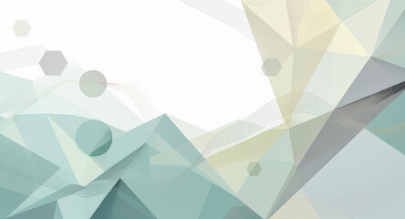 Abstract geometric background with pastel blue green and beige polygon shapes hexagons and lines creating modern minimal and calm design for creative projects