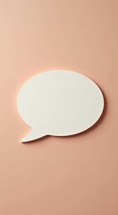 A white speech bubble on a pink background