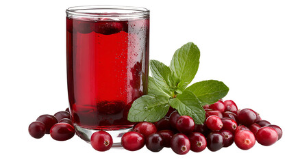 A refreshing drink with cranberries and mint, overflowing with a vibrant red hue