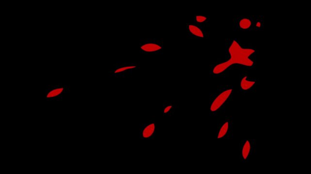 Red glowing abstract shapes on black surface.