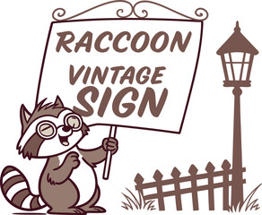 Raccoon vintage sign