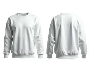 White crewneck sweatshirt shown front and back (1)