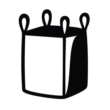 Simple black and white illustration of a large empty bulk bag