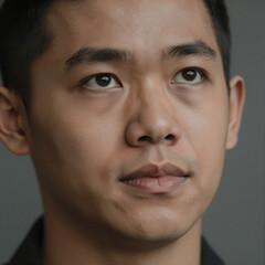Obraz premium Close-up Portrait of a Southeast Asian Person with a Hopeful Gaze