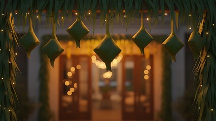 Ramadan Kareem lantern garland decoration festive lights.