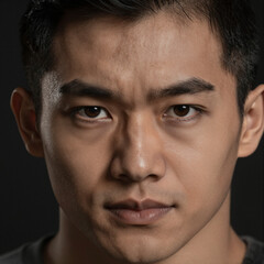 Obraz premium High-Detail Portrait of a Southeast Asian Person with a Powerful Gaze