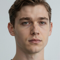 Obraz premium High-Key Portrait of a Nordic Man with Reflective Expression and Realistic Skin Texture