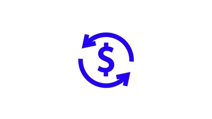 Obraz premium Blue dollar sign within a circular arrow, representing financial exchange