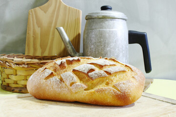 Corn bread with coffeetop. Brazilian breakfast. 