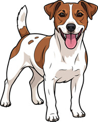 Parson Russell Terrier dog standing happy panting smiling illustration