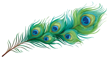 A vivid illustration of a peacock feather, showcasing vibrant hues of blue and green