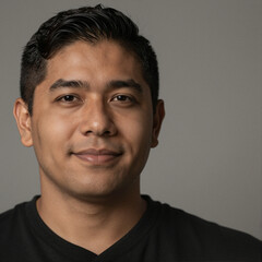 Obraz premium Professional portrait of a Latino man with warm smile against neutral background