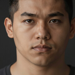 Obraz premium Portrait of a Hispanic Man with Intense Focus, High-Detail Editorial Photography
